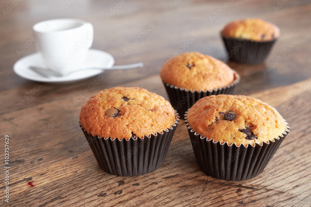 Muffin and coffee. Muffin and coffee.