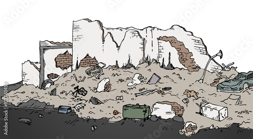 ruins street vector illustration