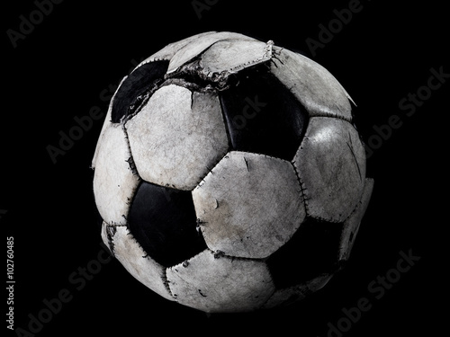 Old soccer ball isolated