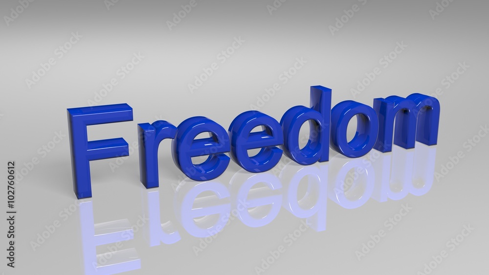 Freedom in blue letters isolated on white background Freedom in blue letters isolated on white background