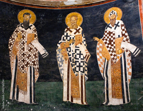 Painting wall in the Kariye Church (Holy Saviour in Chora) in Istanbul, Turkey