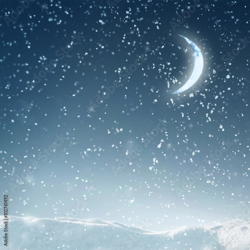 Winter snow and moon