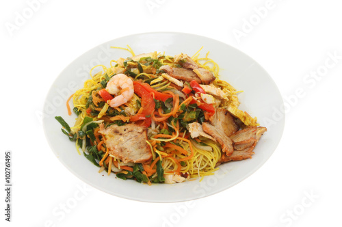 Sigapore noodles in a bowl