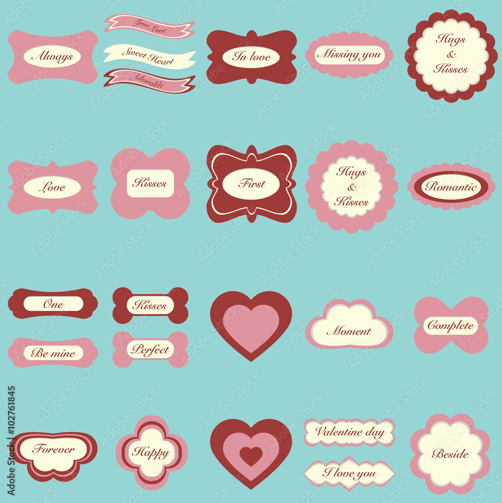 Happy valentine day sticker set. icon badges for decoration. Flat design business financial marketing banking insurance event advertising concept illustration. Happy valentine day sticker set. icon badges for decoration. Flat design business financial marketing banking insurance event advertising concept illustration.