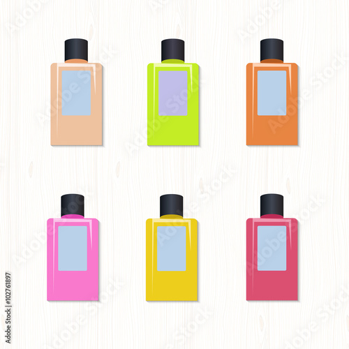 Set of colored realistic tubes of cream for face or body on white background