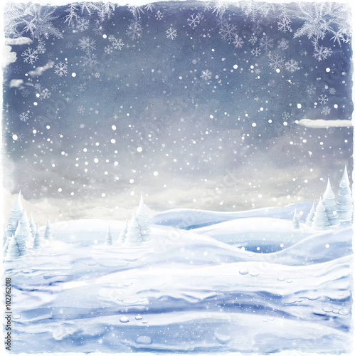 Winter background with snow drifts, computer graphics © natalia_maroz