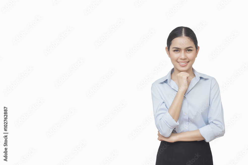 business woman smiling isolated on white background, asian beaut business woman smiling isolated on white background, asian beaut