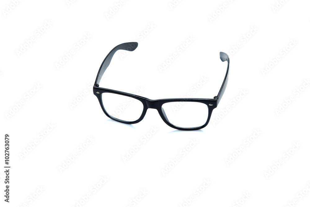 Black rimmed glasses on white Black rimmed glasses on white