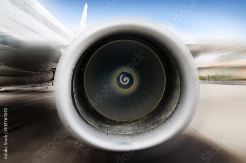 Close up of an engine of a passenger plane