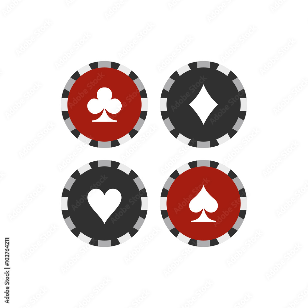 Card suit casino chips flat icon Card suit casino chips flat icon