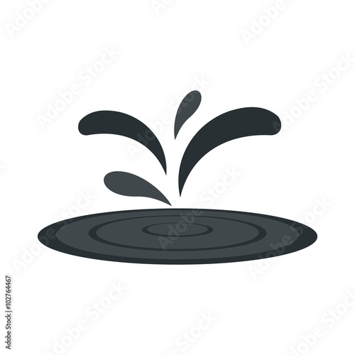 Black oil spill flat icon