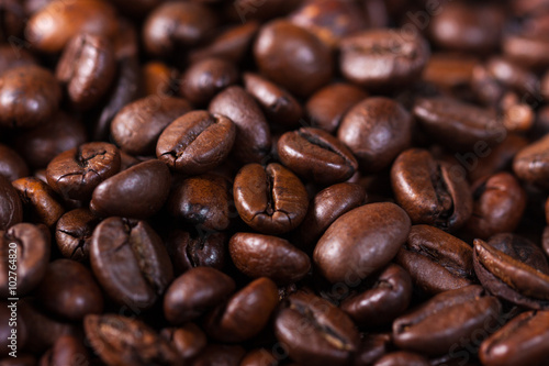 Macro shut of a roasted coffee beans - stock photo