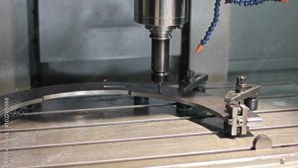 CNC milling machine drilling hole in stiil part CNC milling machine drilling hole in stiil part
