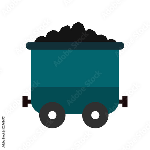 Coal trolley flat icon