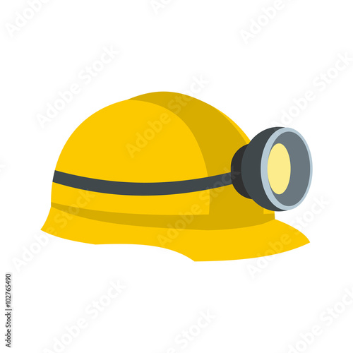 Miners helmet with lamp flat icon