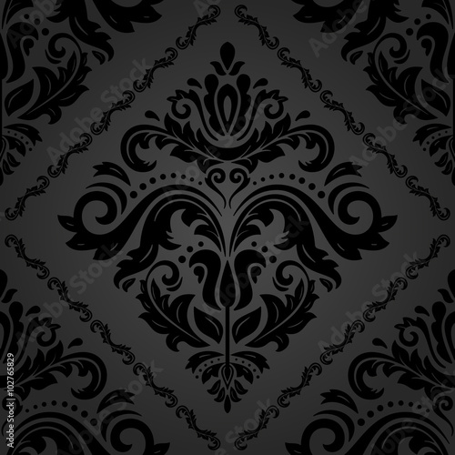 Seamless oriental ornament in the style of baroque. Traditional dark classic vector pattern
