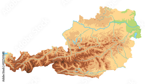 High detailed Austria physical map.