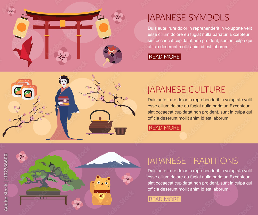 Set Of Japan Travel Horisontal Banners With Place For Text Japanese set-of-japan-travel-horisontal-banners-with-place-for-text-japanese