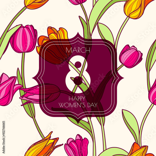 8 March greeting card, International Women's Day.