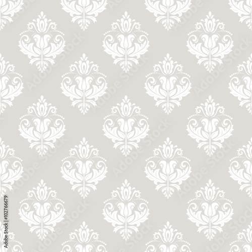 Oriental vector classic beige and white ornament. Seamless abstract background