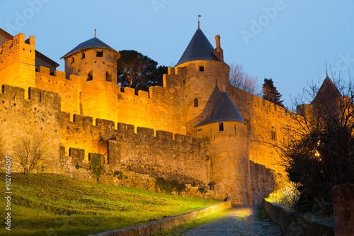 castle of Carcassonne in evening