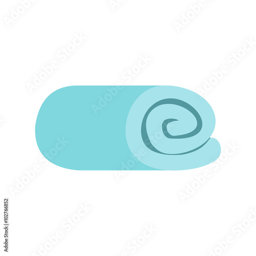 A blue towel rolled up flat icon 