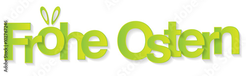 Frohe Ostern Osterhase mit Hasenohren Schrift Text grün