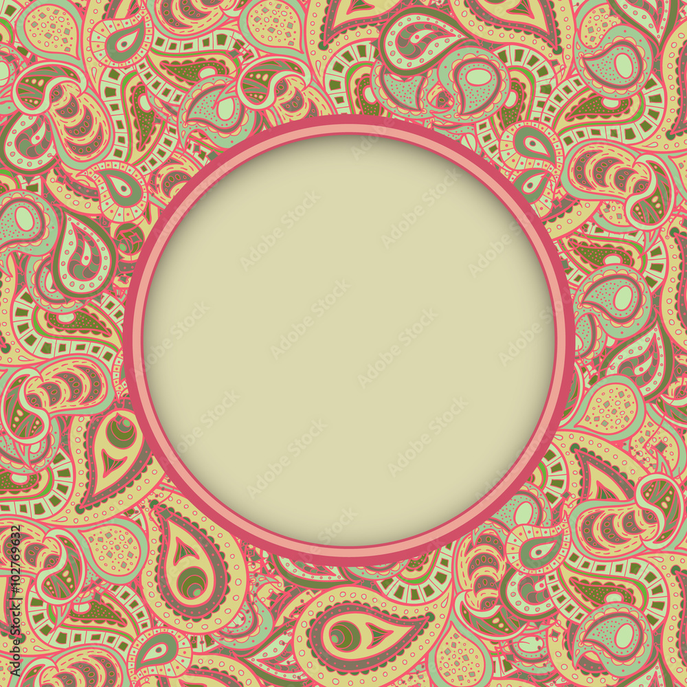 Vector abstract paisley doodle frame illustration. Gradient frame illustration for invitation card, wedding, background, wallpaper and web design. Vector abstract paisley doodle frame illustration. Gradient frame illustration for invitation card, wedding, background, wallpaper and web design.