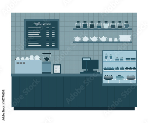 Coffee shop interior .Vector illustration