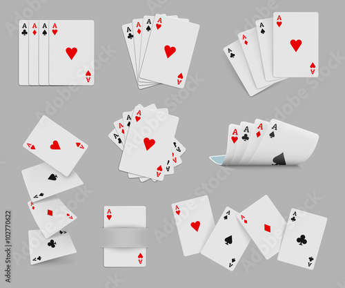 Four aces playing cards set