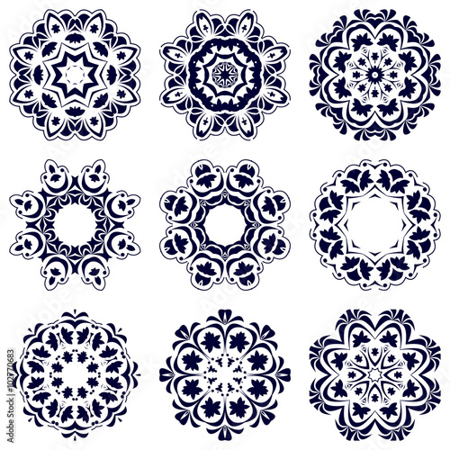 Set of nine circular patterns