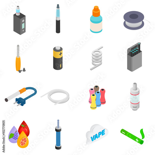 Electronic cigarettes isometric 3d icons