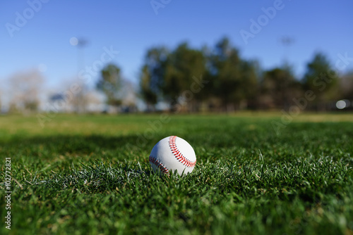 Baseball in a baseball field in California mountains