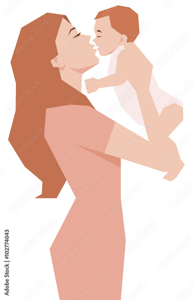 Vector illustration of a mother holding a baby at the hands a si Vector illustration of a mother holding a baby at the hands a si