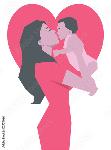 Young happy mother and her baby symbol of motherhood