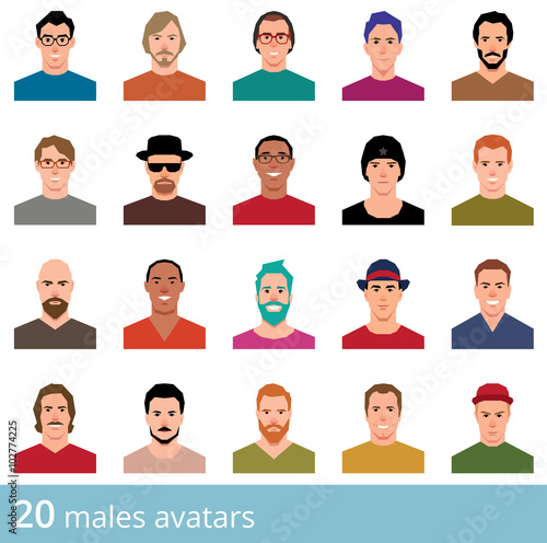 Large set of avatars attractive man on a white background vector