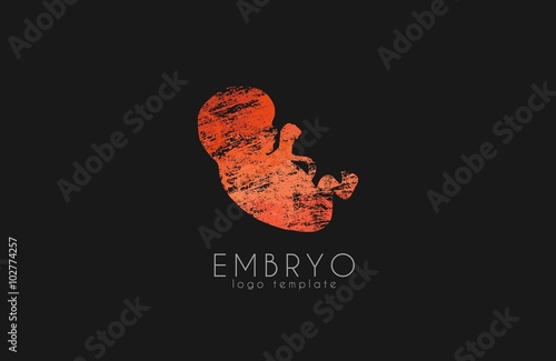 Embryo logo design. Silhouette of embryo baby in gunge style. Creative logo