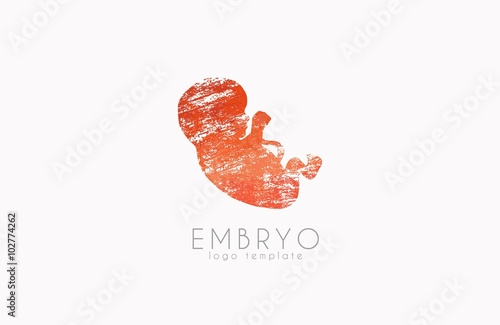 Embryo logo design. Silhouette of embryo baby in gunge style. Creative logo