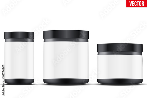 Mockup Sport Nutrition Container. Whey Protein and Gainer. 
