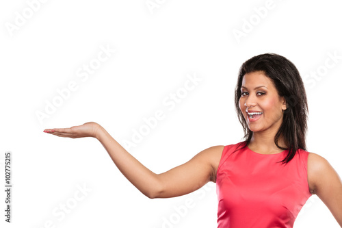 woman girl mixed race holding open palm