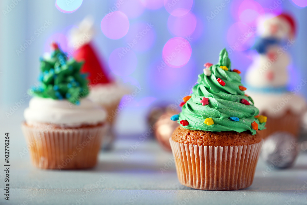 Christmas cupcakes, closeup Christmas cupcakes, closeup