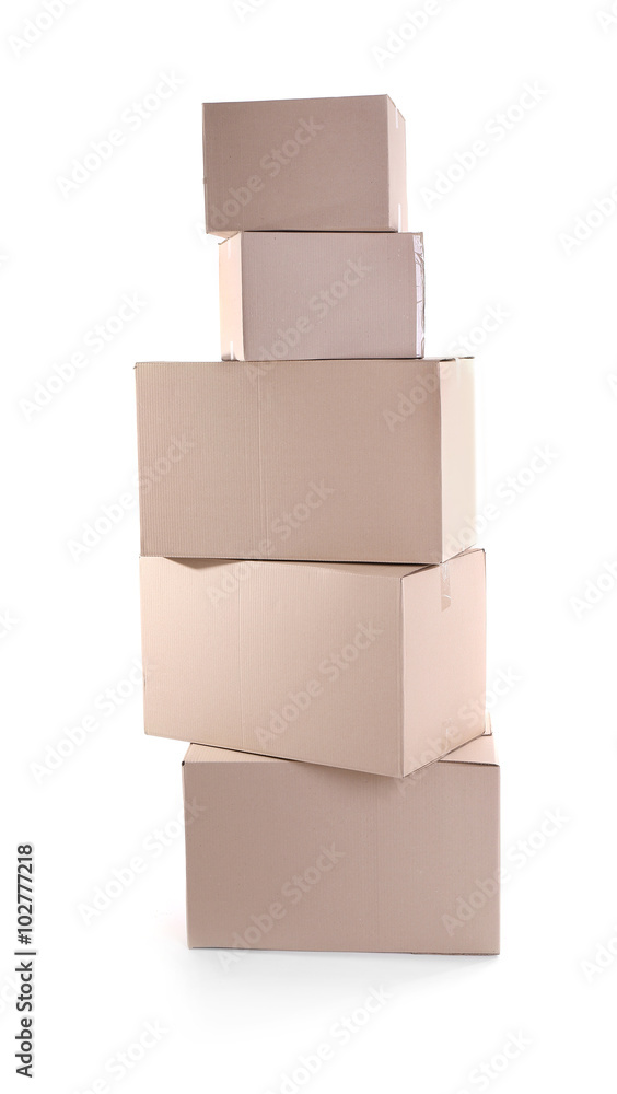 Set of cardboard boxes isolated on white Set of cardboard boxes isolated on white