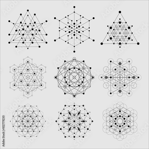 Sacred geometry vector design elements. Alchemy, religion, philosophy, spirituality, hipster symbols and elements.