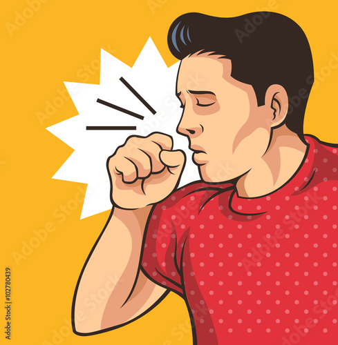 Coughing man. Vector flat illustration