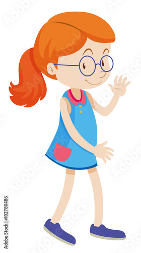 Girl with glasses walking