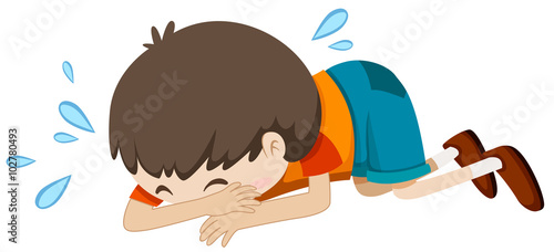 Little boy crying alone