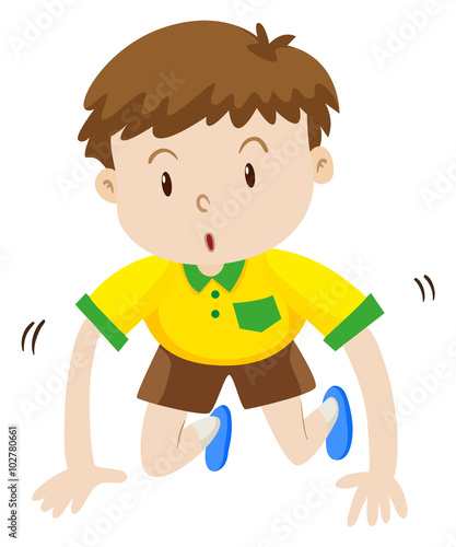 Cute boy crawling on the floor