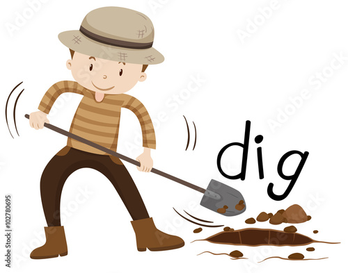 Man with shovel digging a hole
