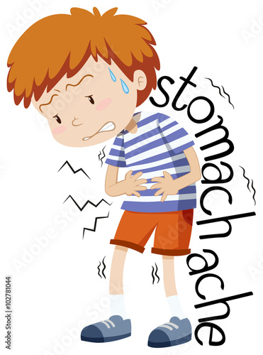 Sick boy having stomachache