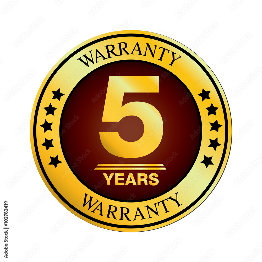 Warranty Design. Five Year Warranty Design isolated on white background.